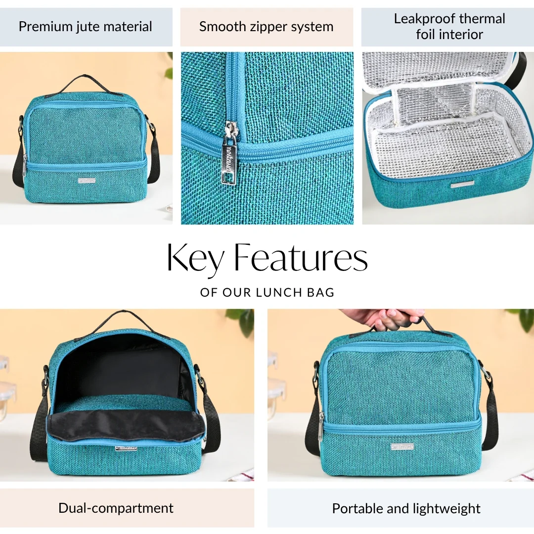 Lunchmate Double Compartment Insulated Lunch Bag Teal - Image 4