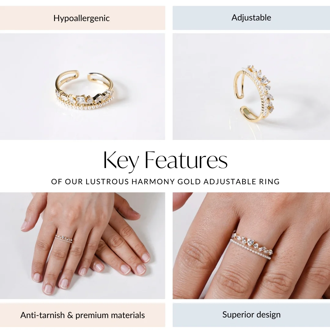 Lustrous Harmony Gold Adjustable Ring - Image 4