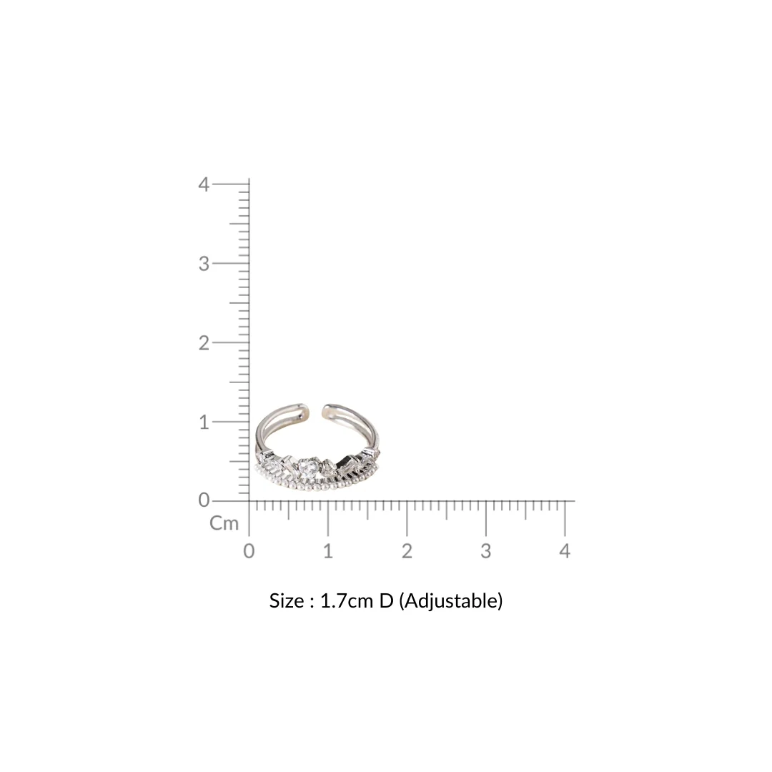 Lustrous Harmony Silver Adjustable Ring - Image 3