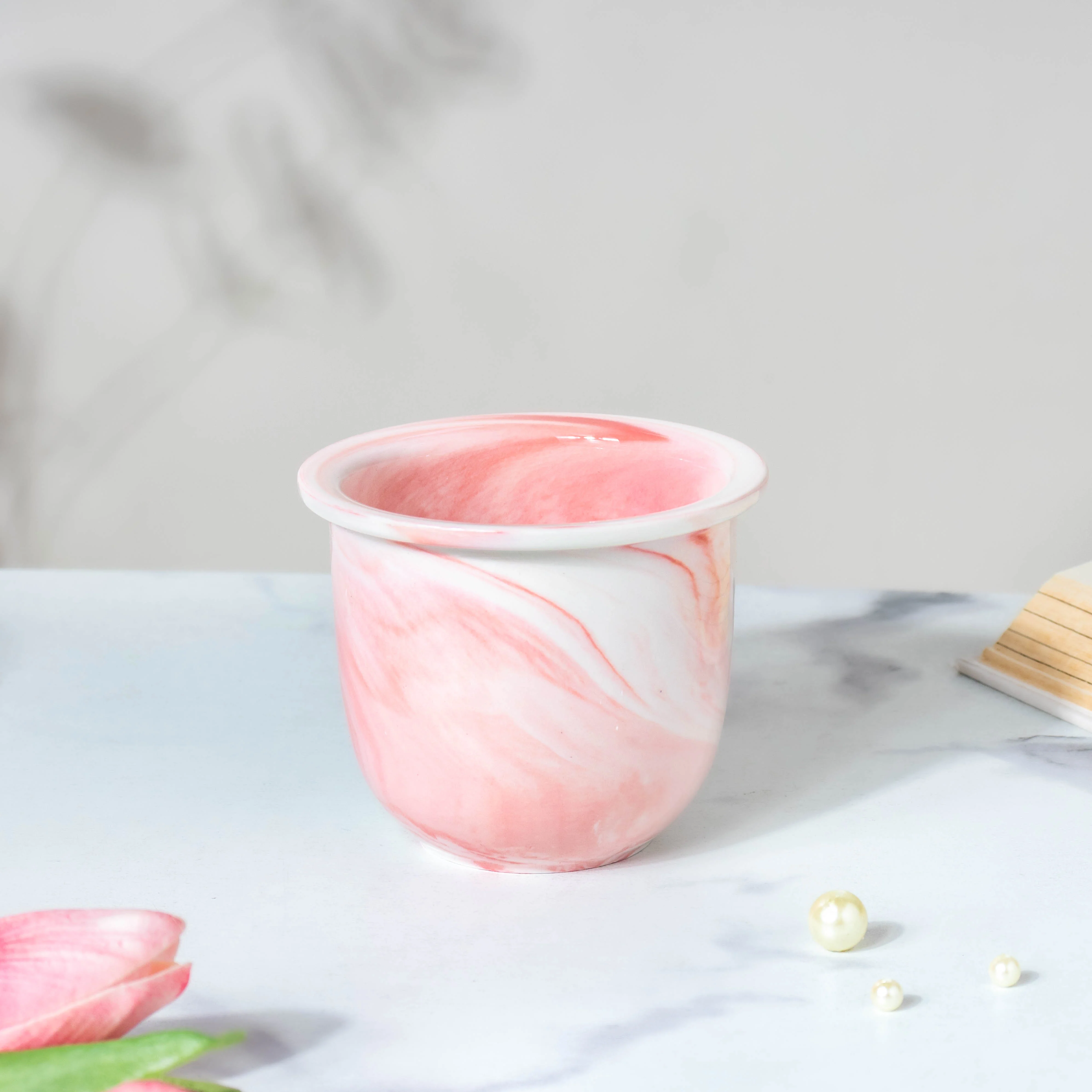 Luxe Ceramic Planter Set of 3 With Stand Pink - Image 8