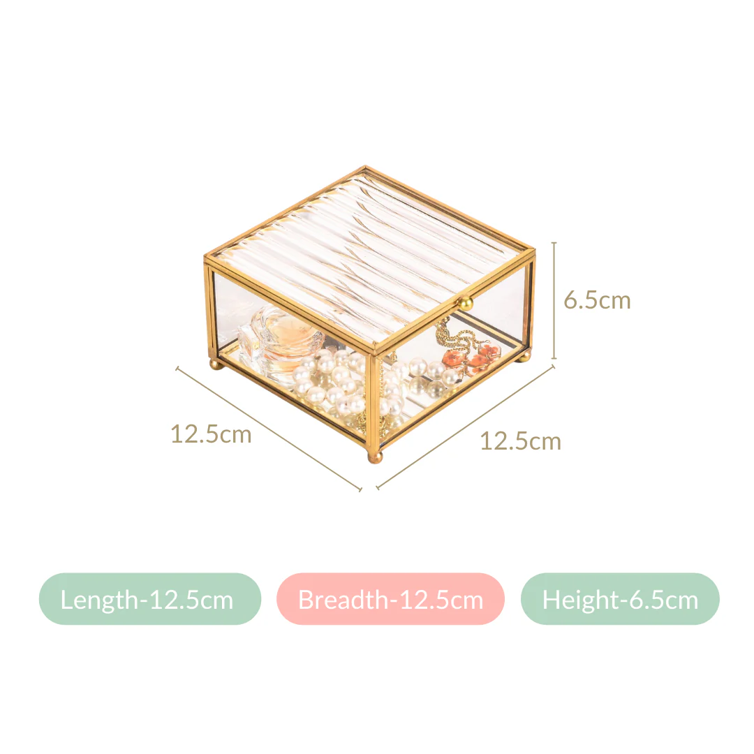 Luxe Fluted Lid Glass Vanity Box - Image 4