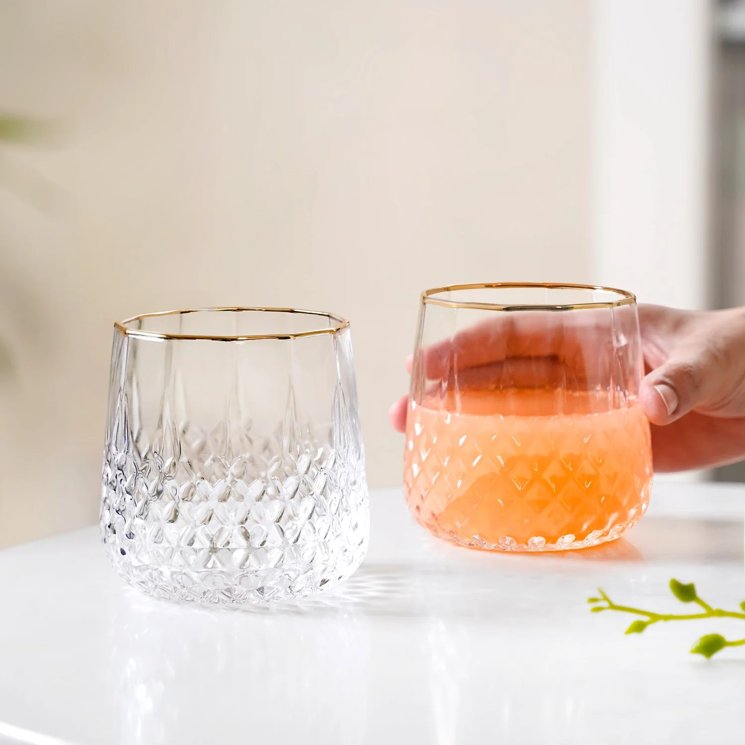 Luxe Gold Rim Tumbler Set Of 2 360ml - Image 3