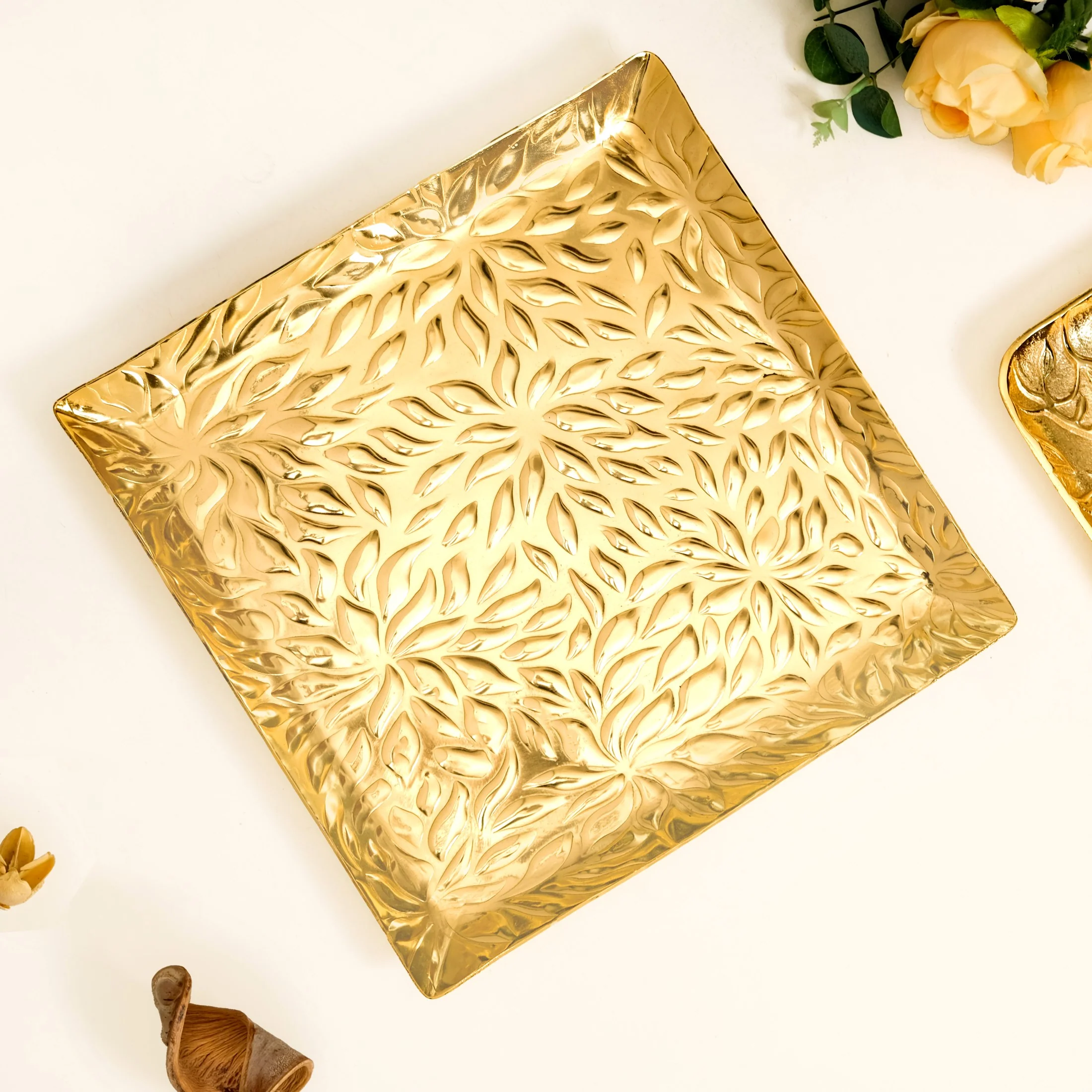 Luxe Lustre Embossed Decorative Square Tray - Image 6
