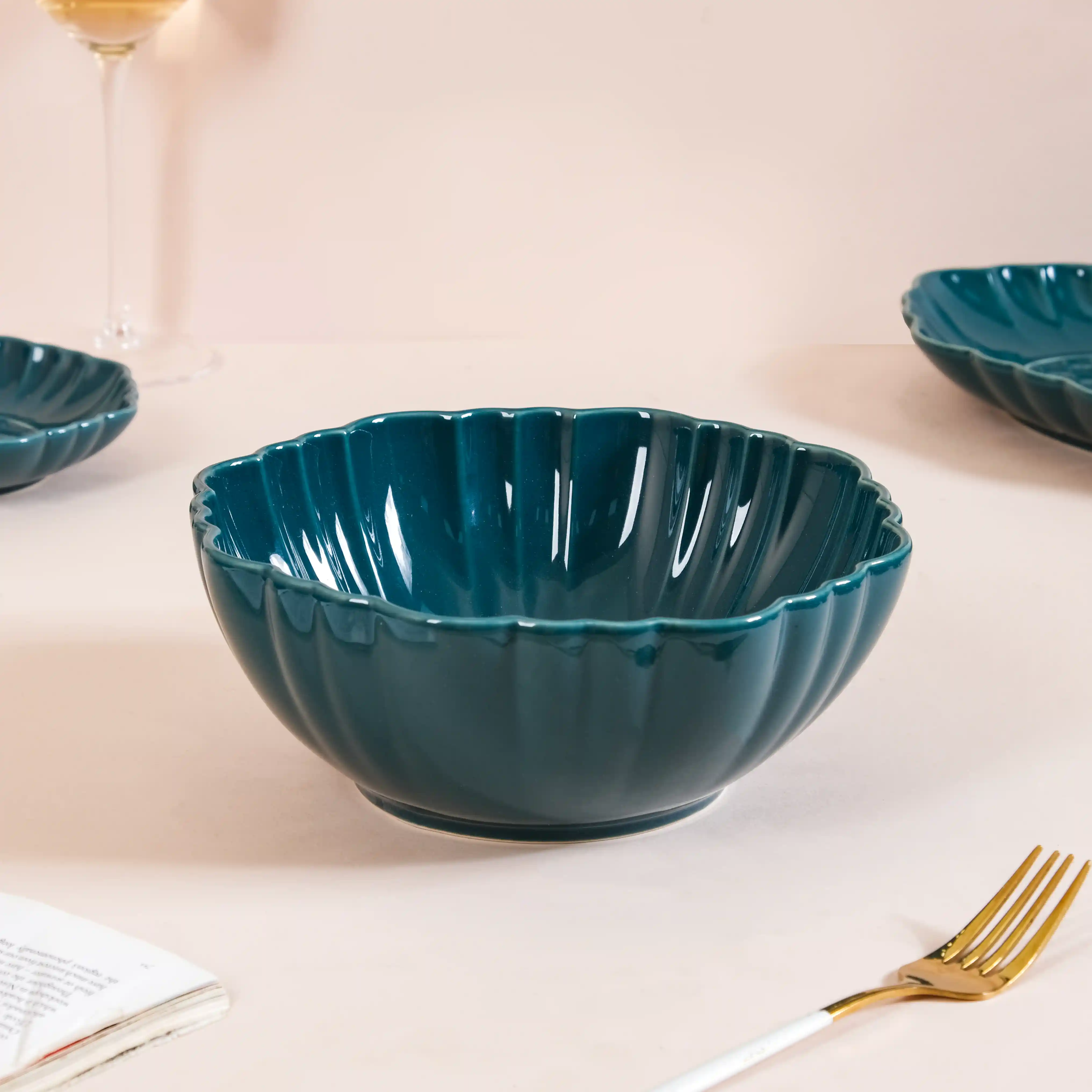 Luxe Moroccan 28-Piece Ceramic Dinnerware For 6 Dark Green - Image 17