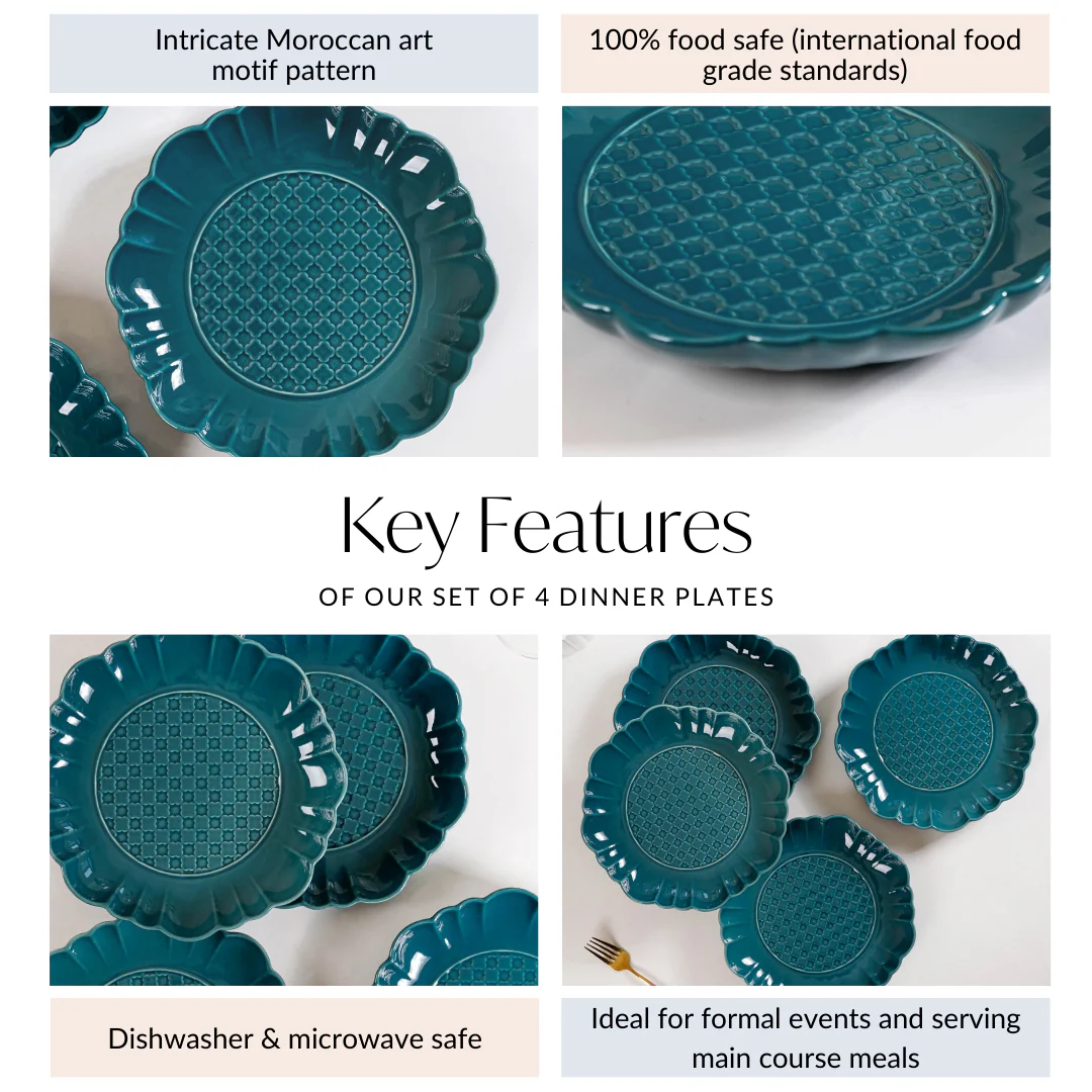 Luxe Moroccan Round Dinner Plate Dark Green Set Of 4 10 Inch - Image 5