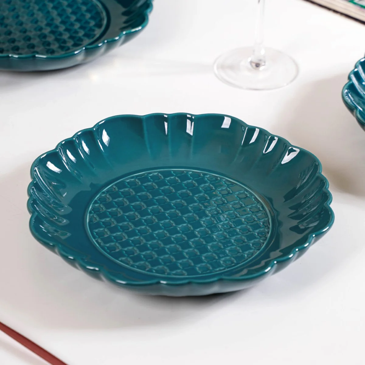 Luxe Moroccan Round Dinner Plate Dark Green Set Of 4 10 Inch - Image 9