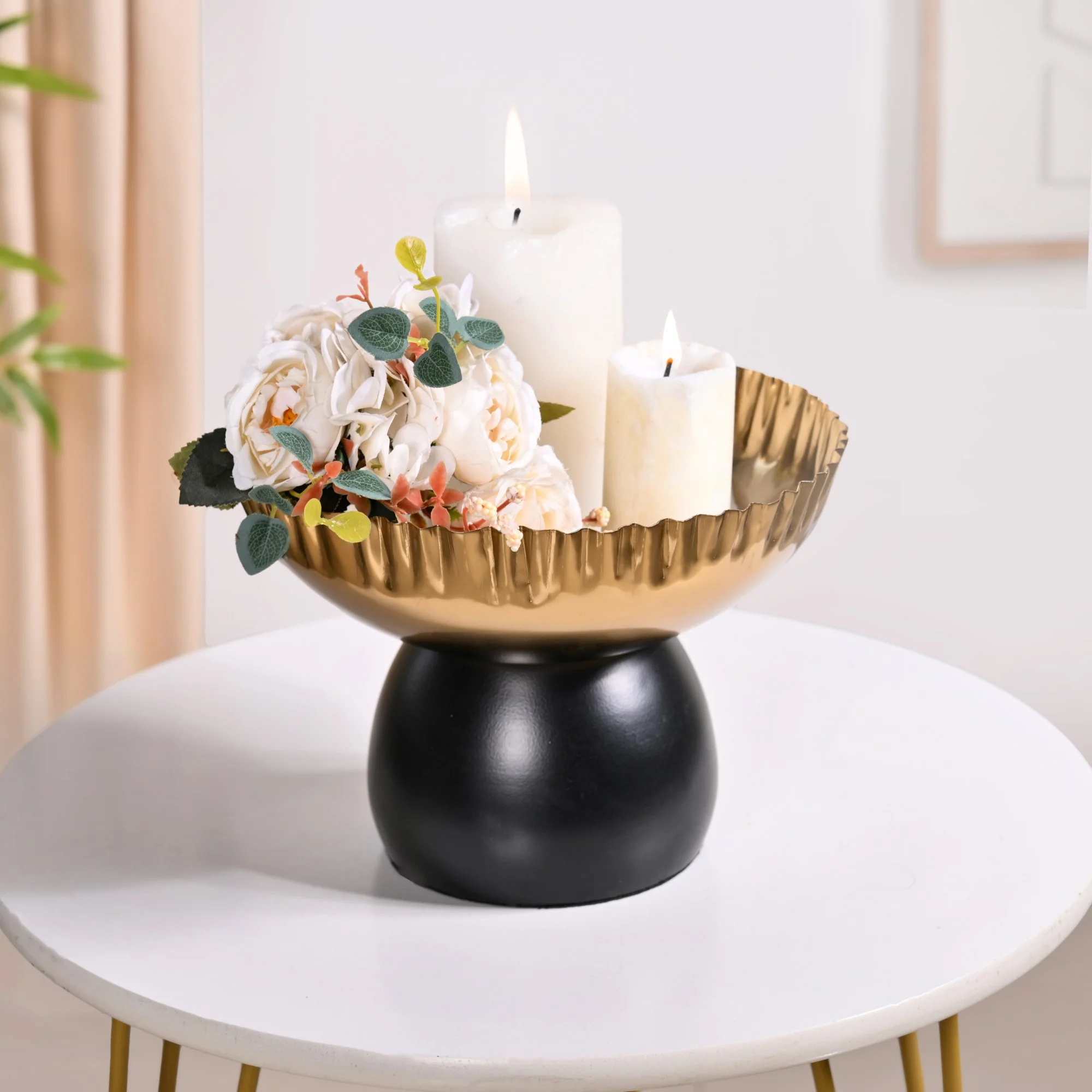 Luxe Round Decorative Bowl With Pedestal - Image 2
