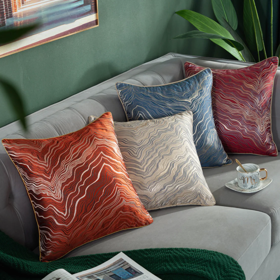 Luxury Embroidered Cushion Cover White Set of 2 17x17 Inch - Image 3
