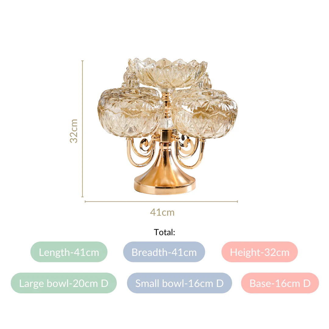 Luxury Glass Bowls Set of 5 With Lid And Rotating Stand - Image 4