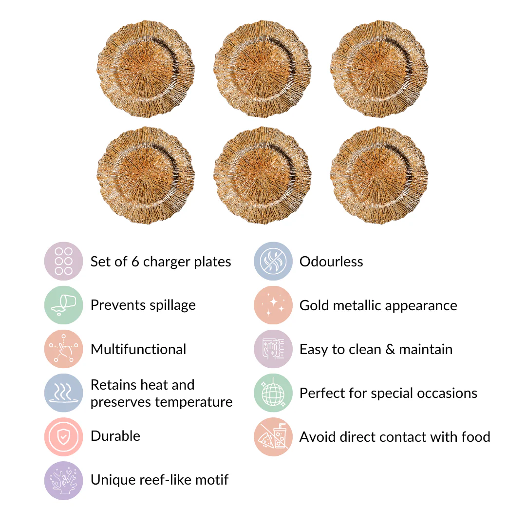 Luxury Gold Reef Charger Plate Set Of 6 12 Inch - Image 5