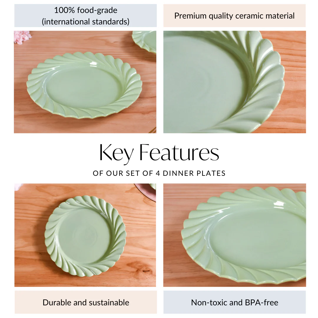 Luxury Lao Dinner Plates Set Of 4 Green 11 Inch - Image 4