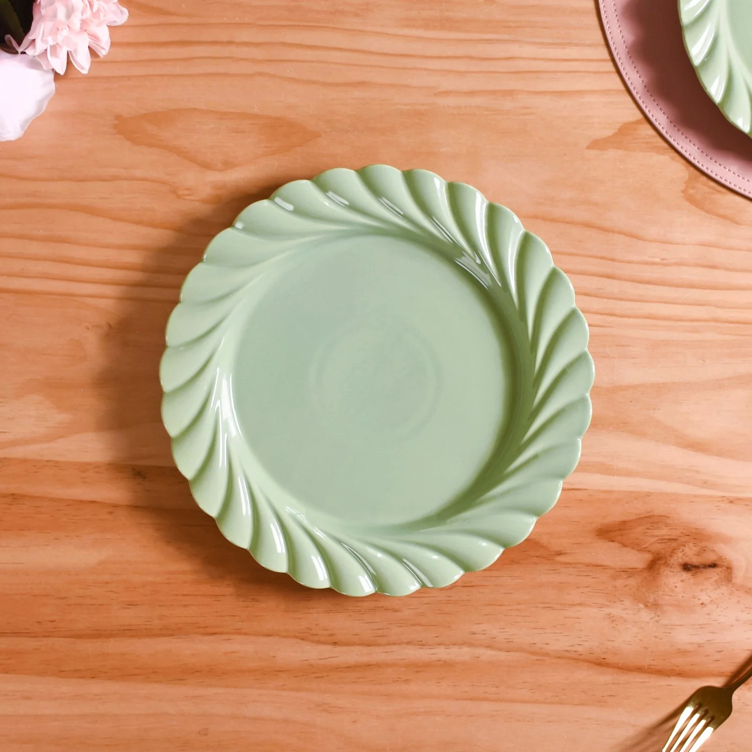 Luxury Lao Dinner Plates Set Of 4 Green 11 Inch - Image 7