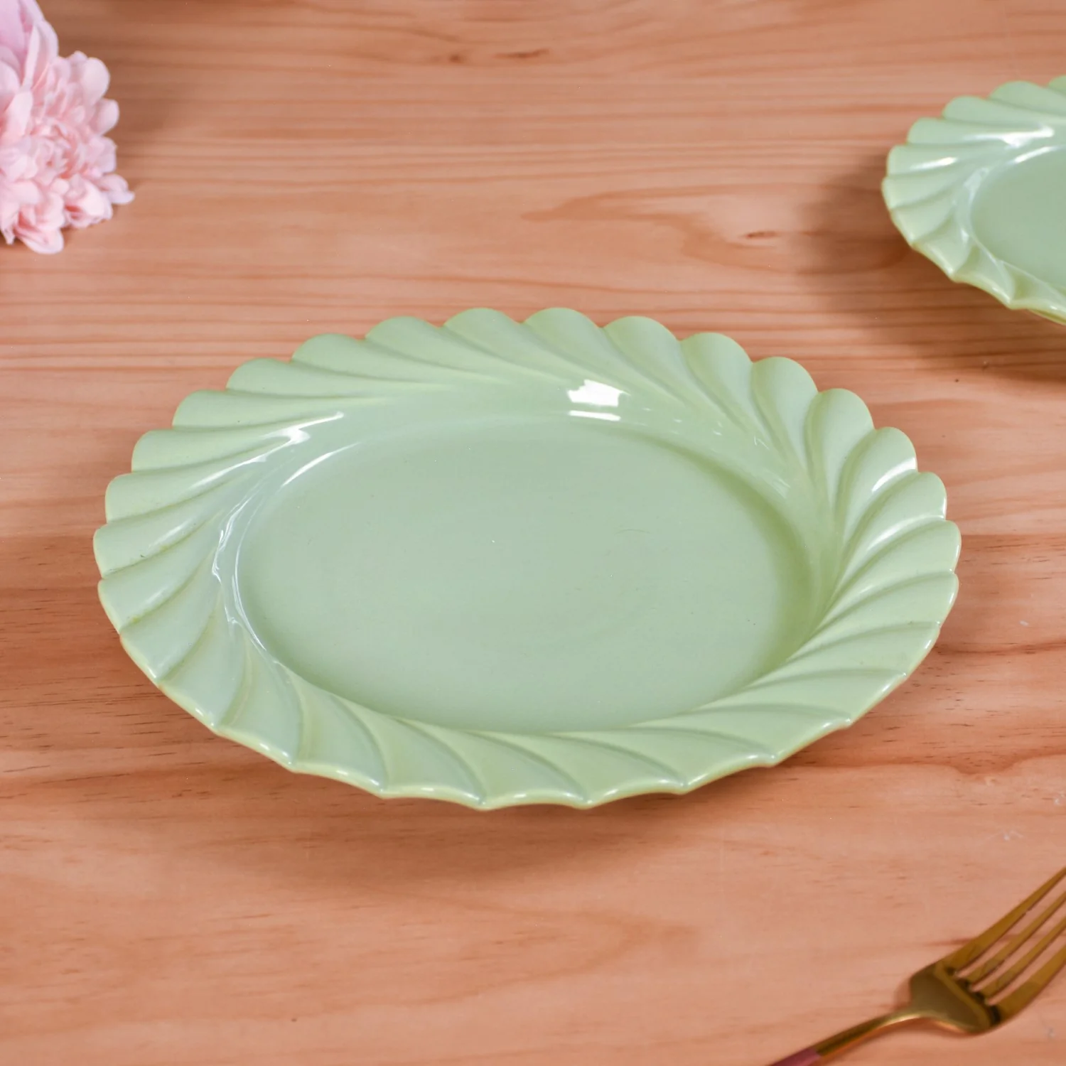 Luxury Lao Dinner Plates Set Of 4 Green 11 Inch - Image 8