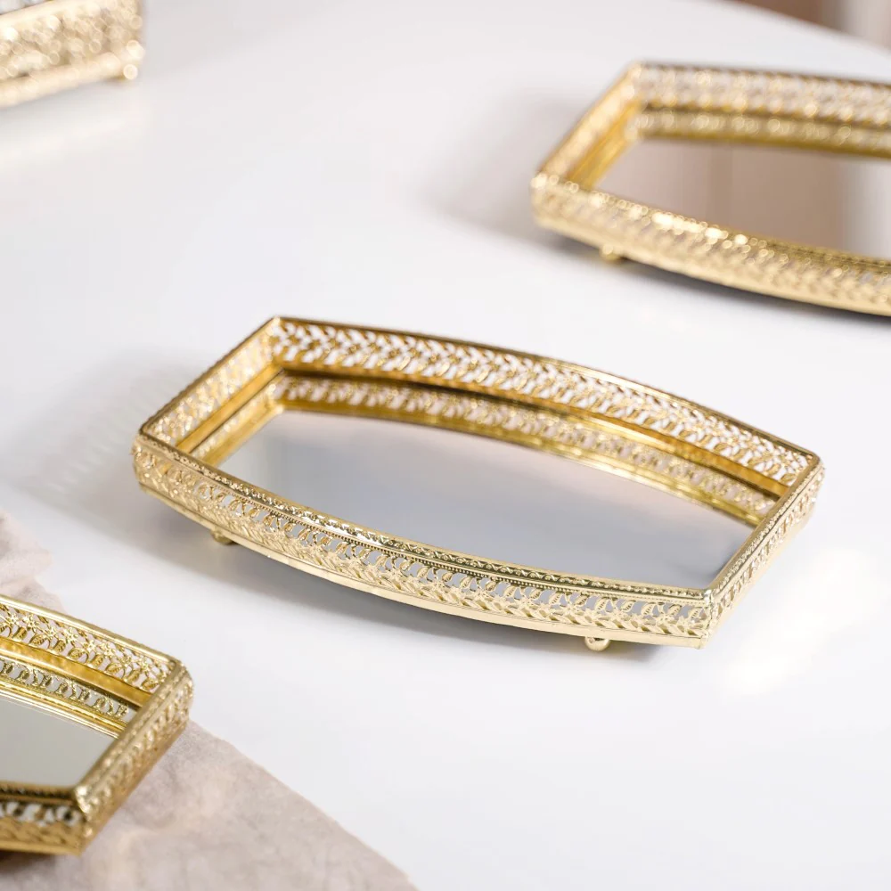 Luxury Mirror Tray Gold Set Of 3 - Image 12
