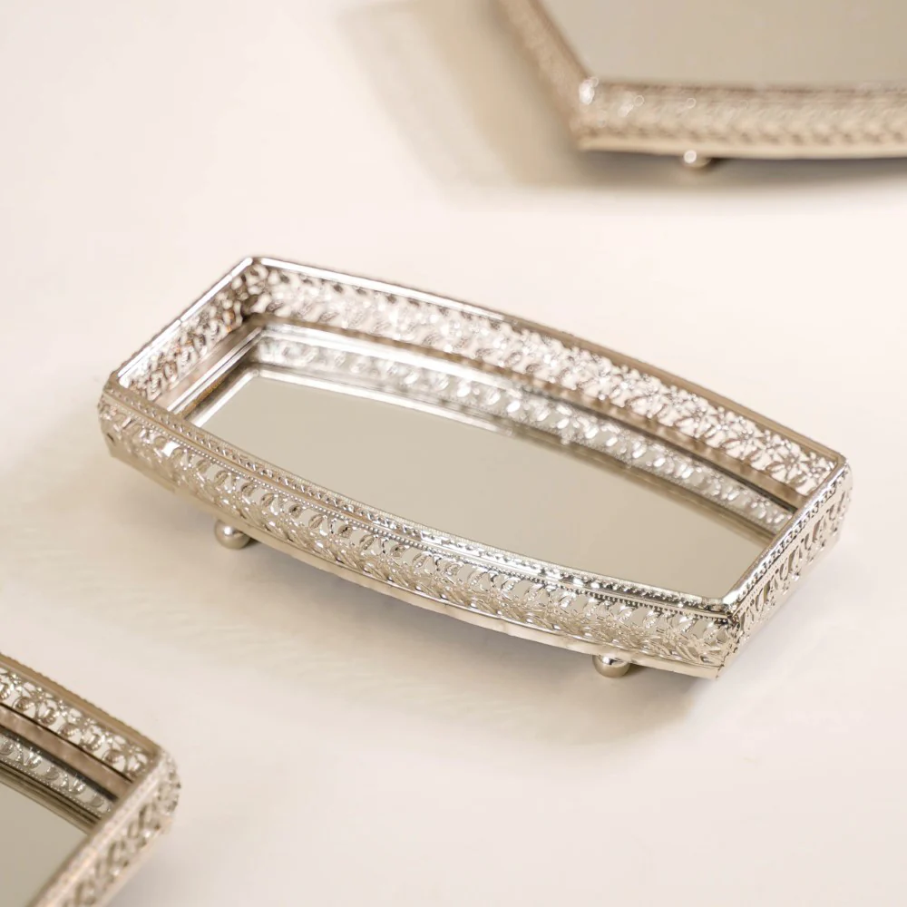 Luxury Mirror Tray Silver Set Of 3 - Image 11