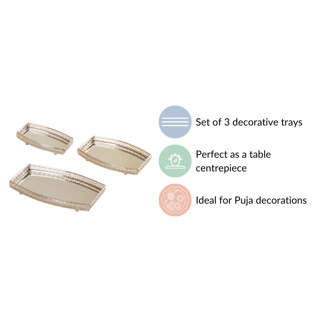 Luxury Mirror Tray Silver Set Of 3 - Image 8