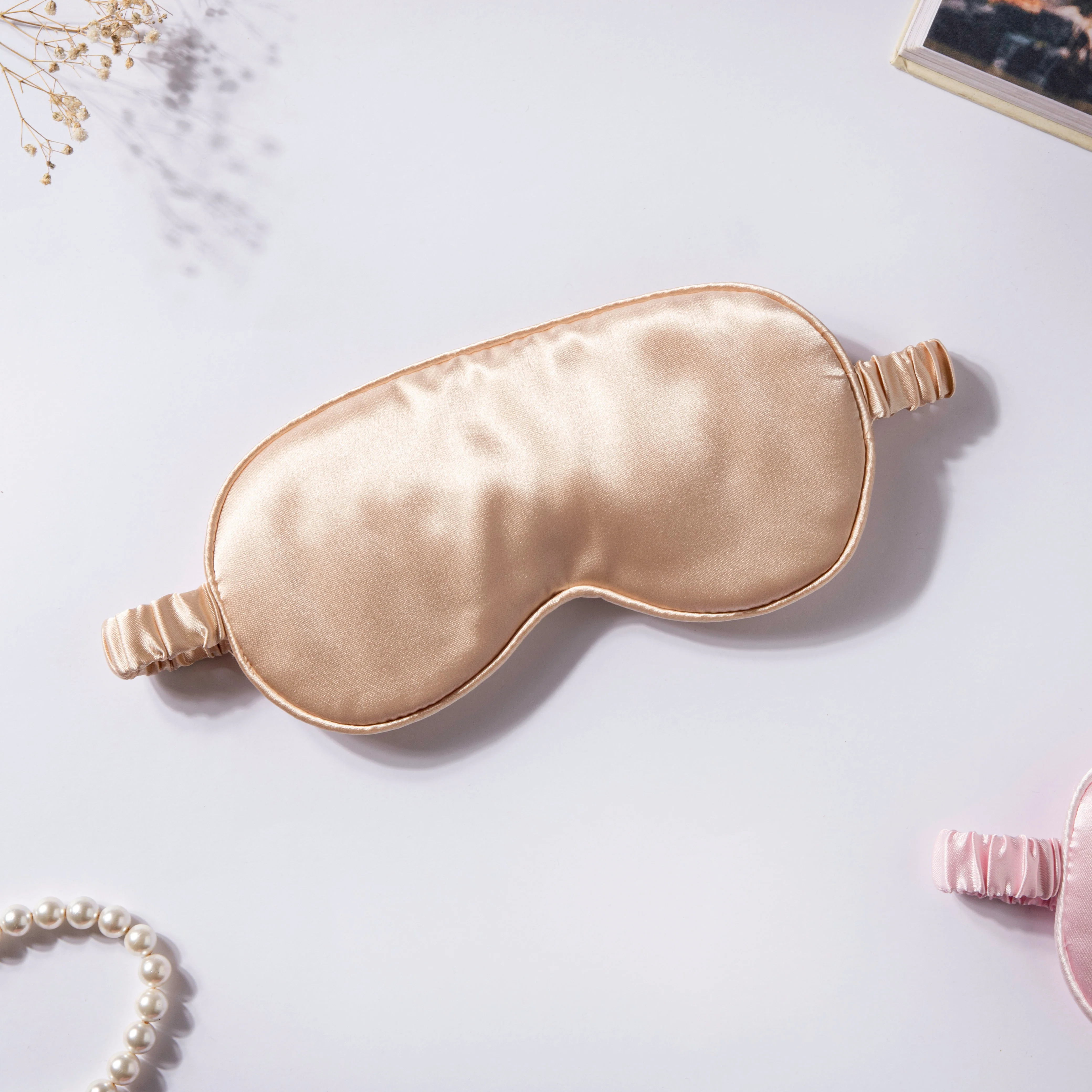 Luxury Sleep Satin Eye Mask Beige - Image 2