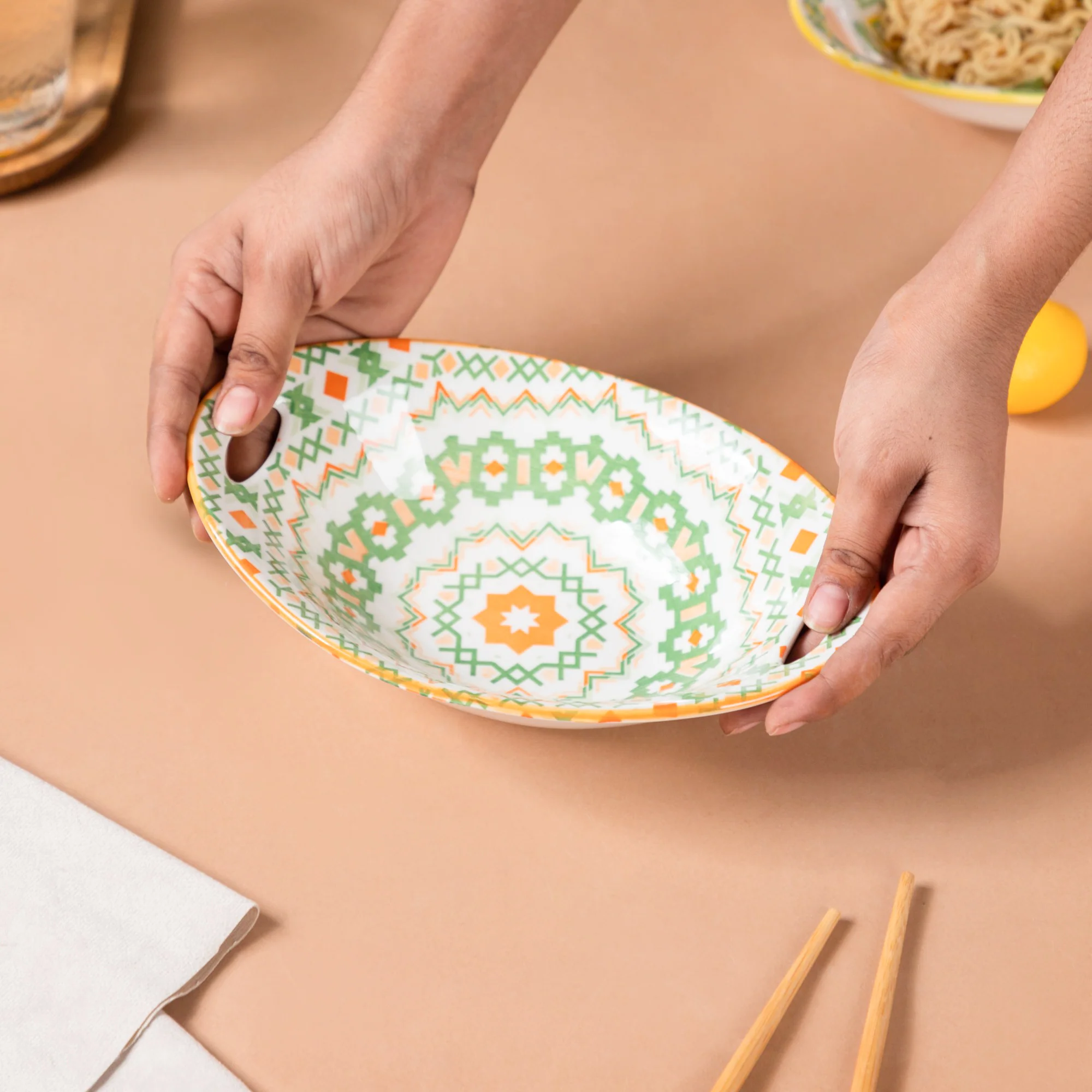 Mandala Criss-Cross Baking Dish With Handle - Image 2