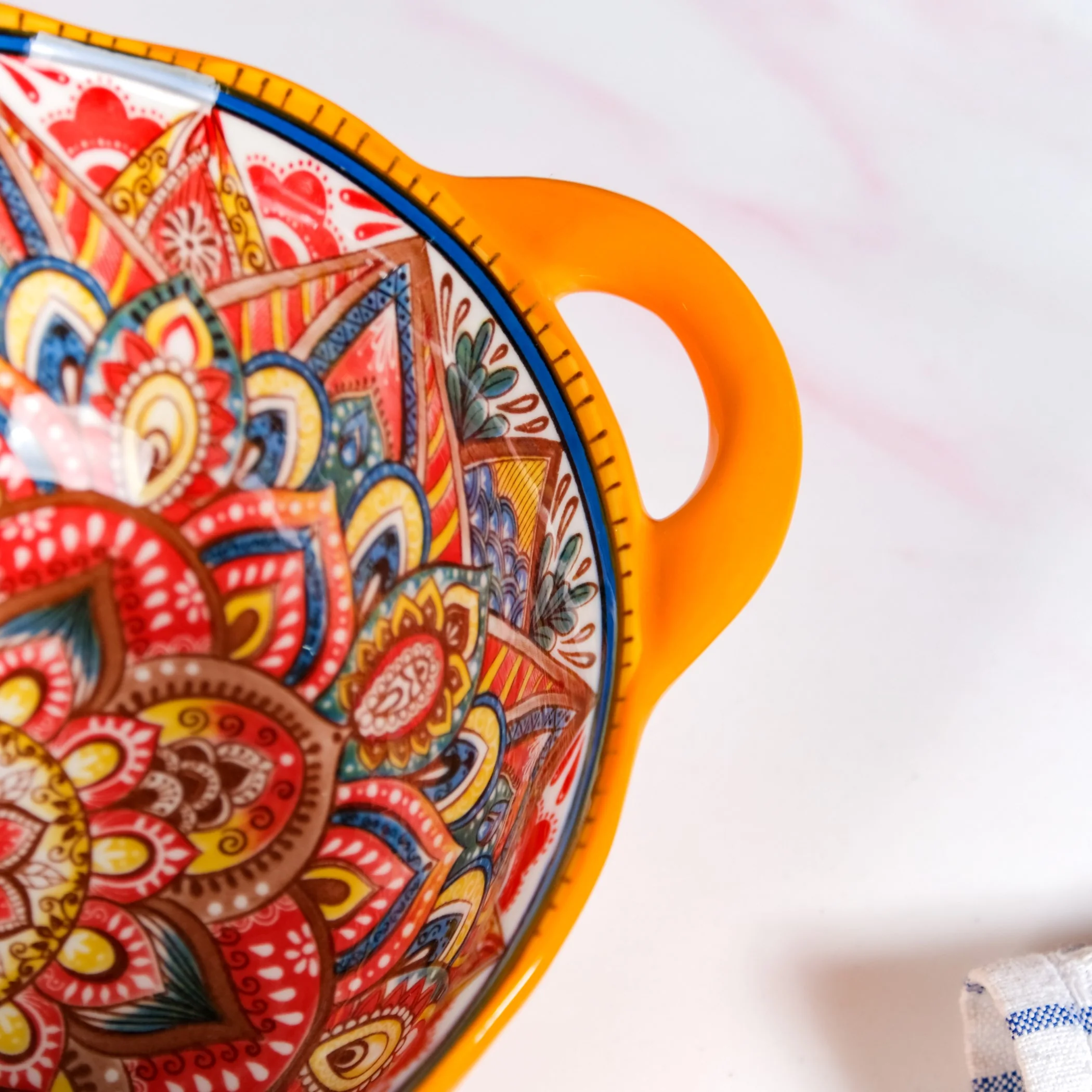 Mandala Melange Ceramic Serving Bowl Orange 1500ml - Image 7