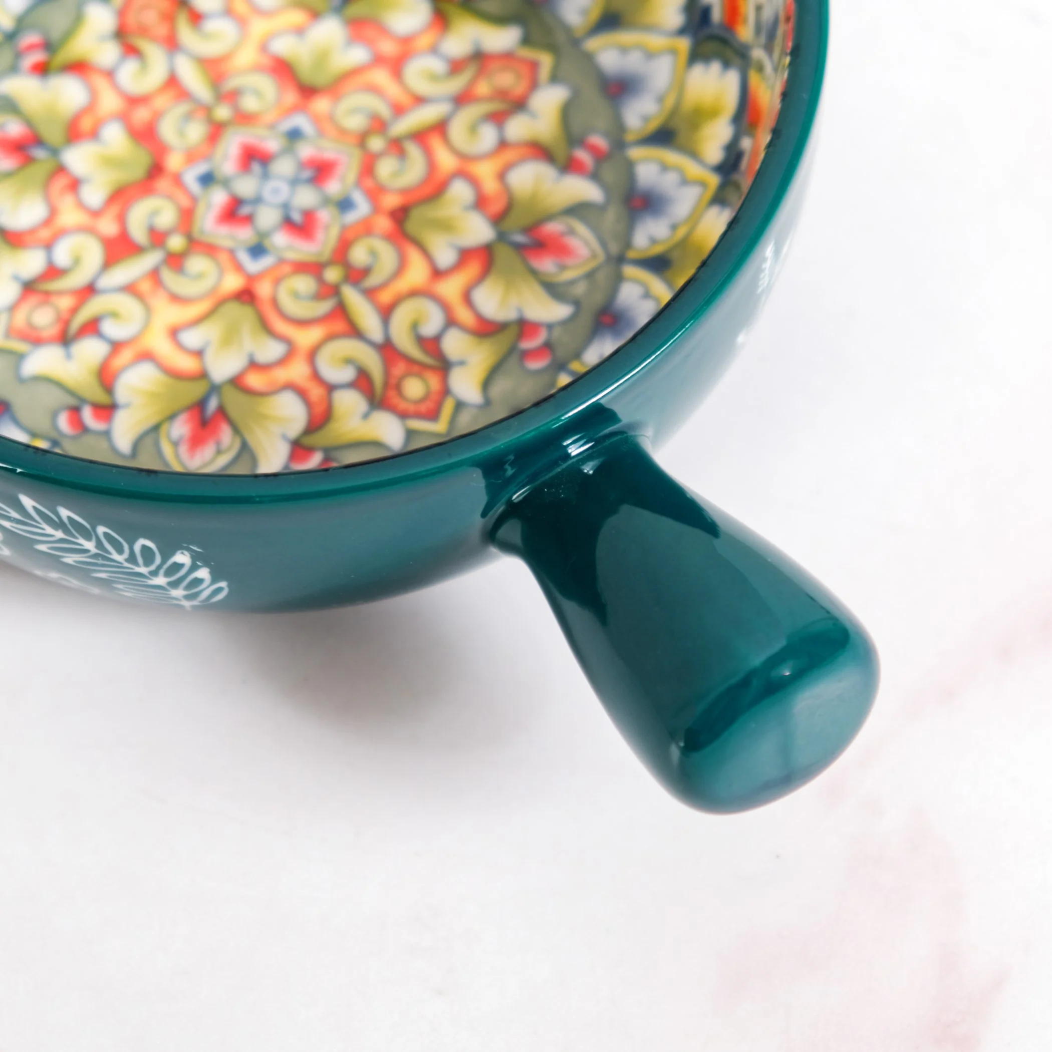 Mandala Melange Dish Bowl With Handle Green 600ml - Image 6