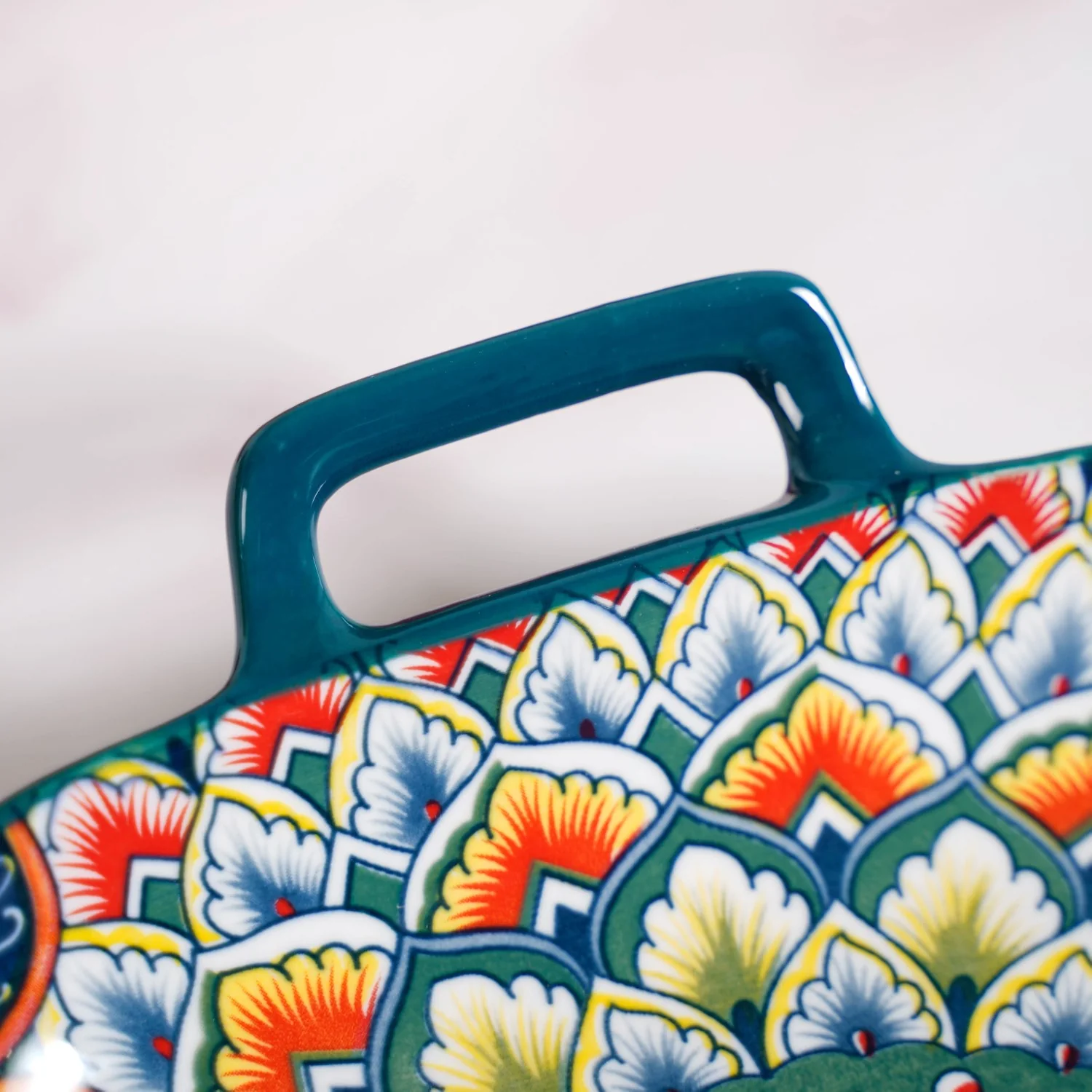 Mandala Melange Serving Platter With Handle Green - Image 6