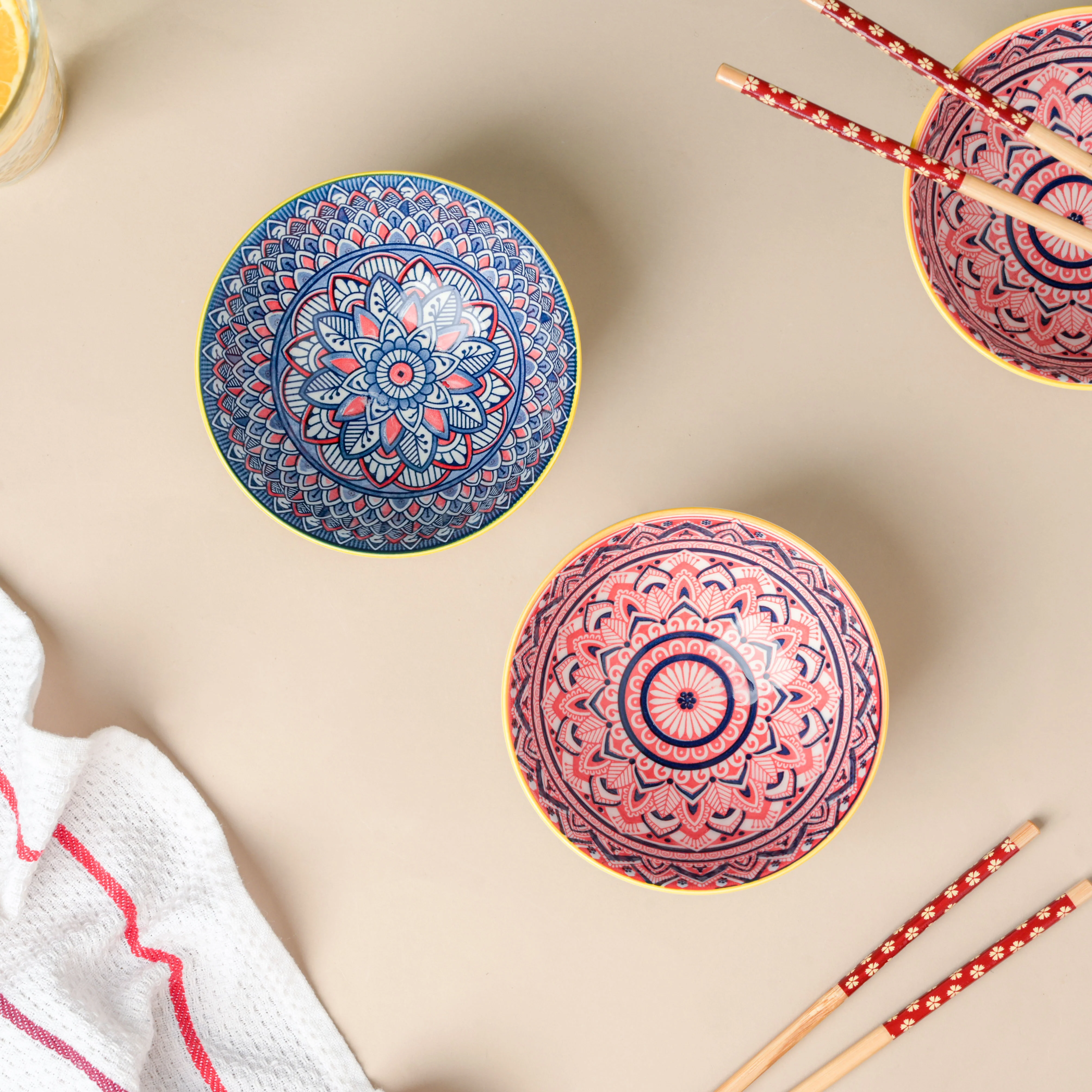 Mandala Snack Bowls And Chopsticks Gift Hamper Set of 6 - Image 4