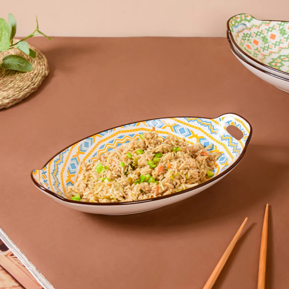Mandala Spiral Ceramic Baking Plate With Handle - Image 2