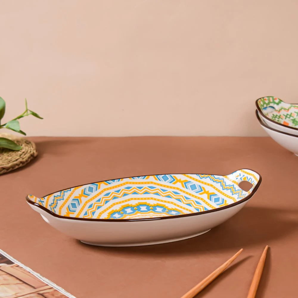 Mandala Spiral Ceramic Baking Plate With Handle - Image 5