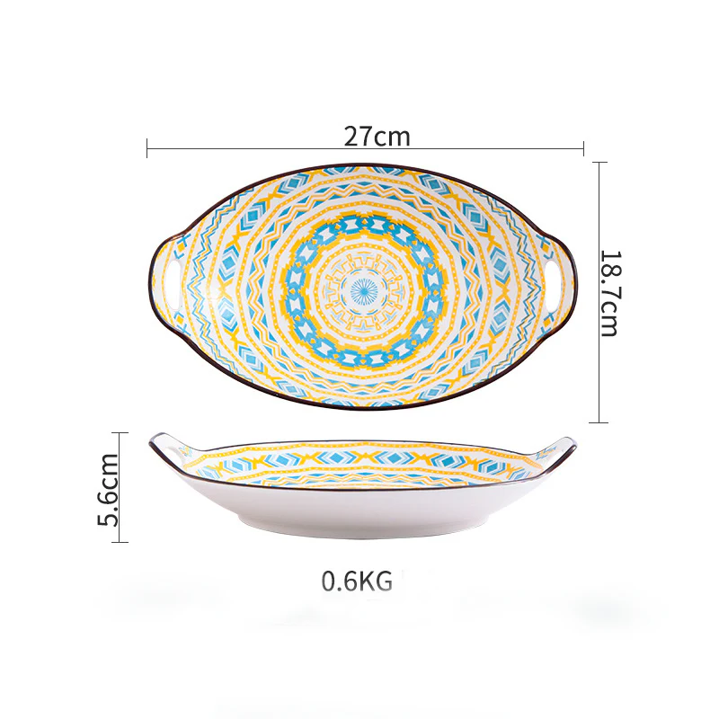 Mandala Spiral Ceramic Baking Plate With Handle - Image 7