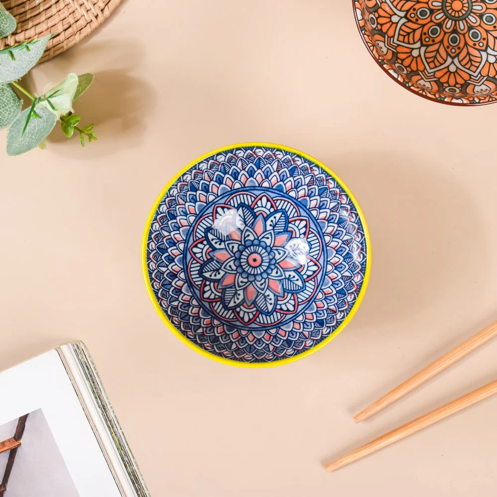 Mandala Snack Bowl & Chopstick Multicolour Set Of 6 - Image 6