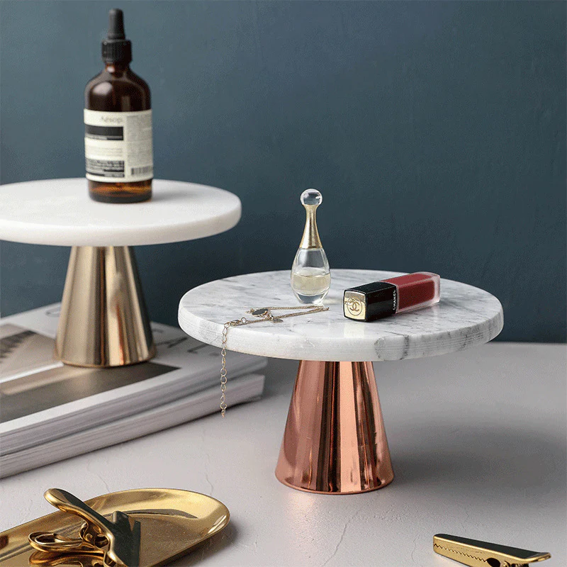 Marble and Metal Cake Stand 8 inch - Image 5