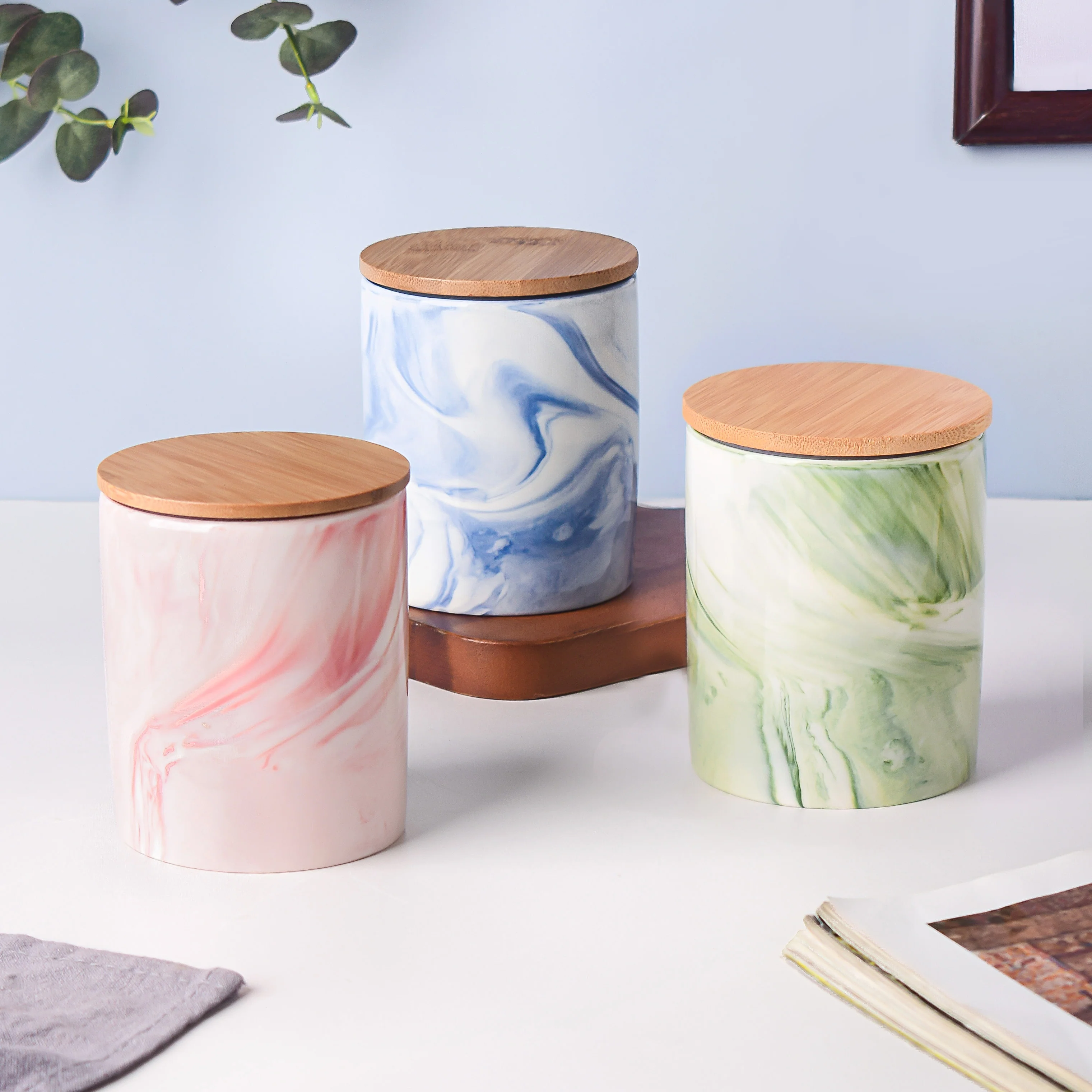 Marble Blue Jar with Lid - Image 6