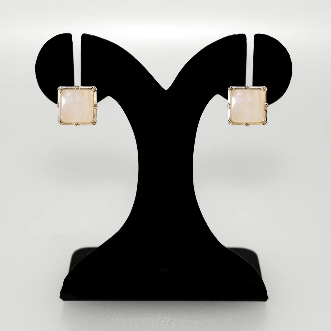 Marble Gemstone Square Stud Earrings - Image 6