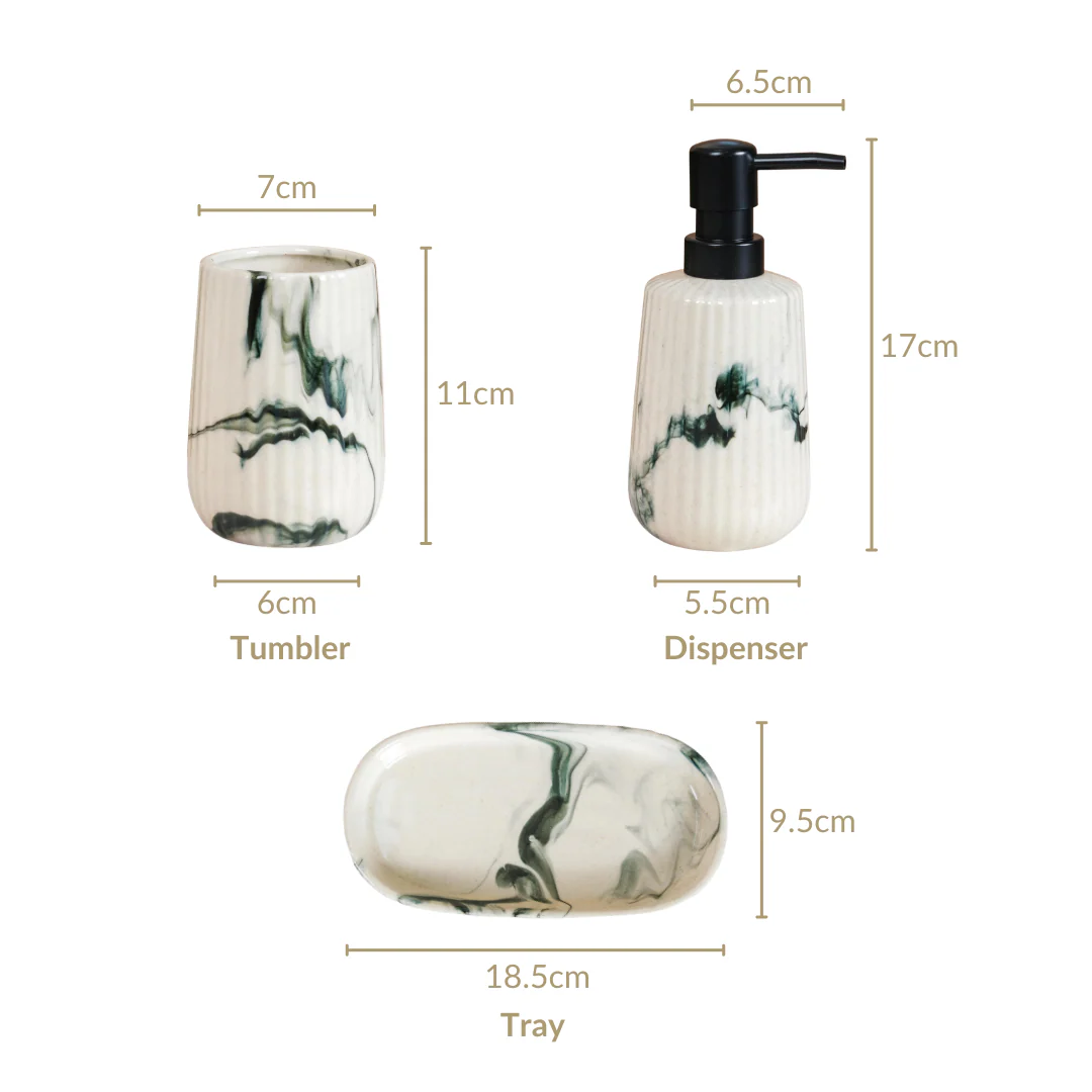 Marble Pattern Ceramic Bath Set Of 3 - Image 7