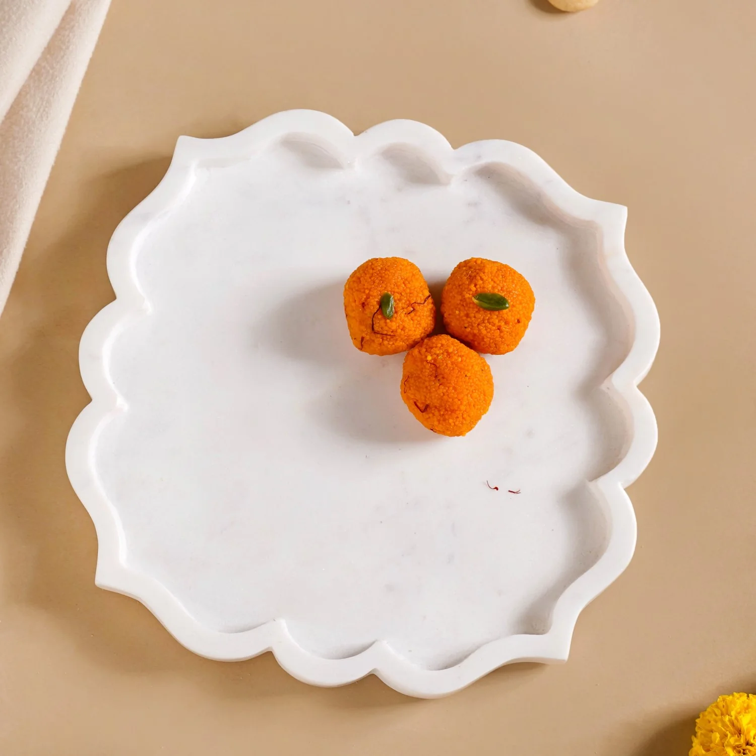 Marble Stone Platter With Mehrab Design 10 Inch - Image 2