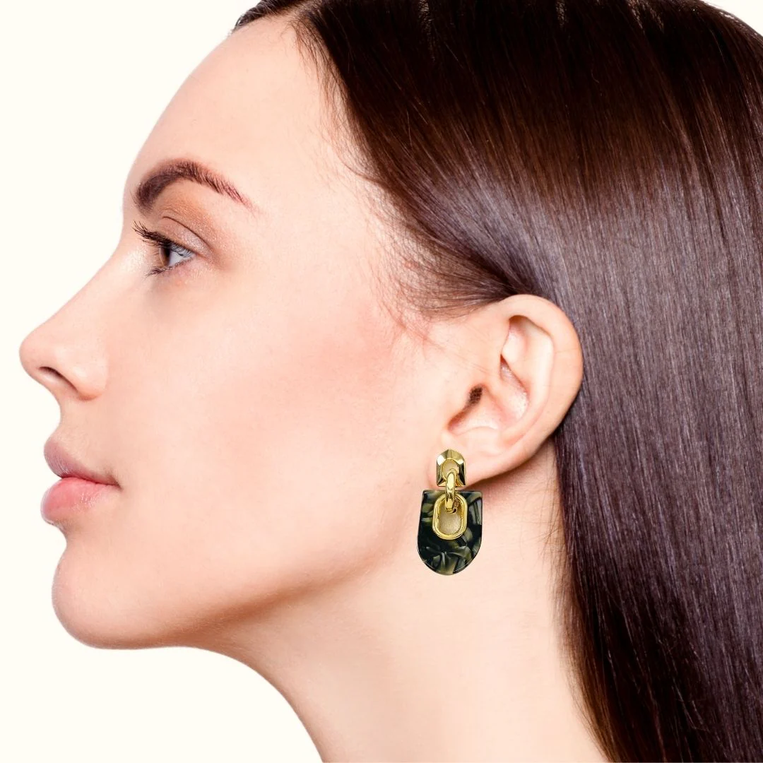 Marbled Arches Earrings Black Green - Image 5