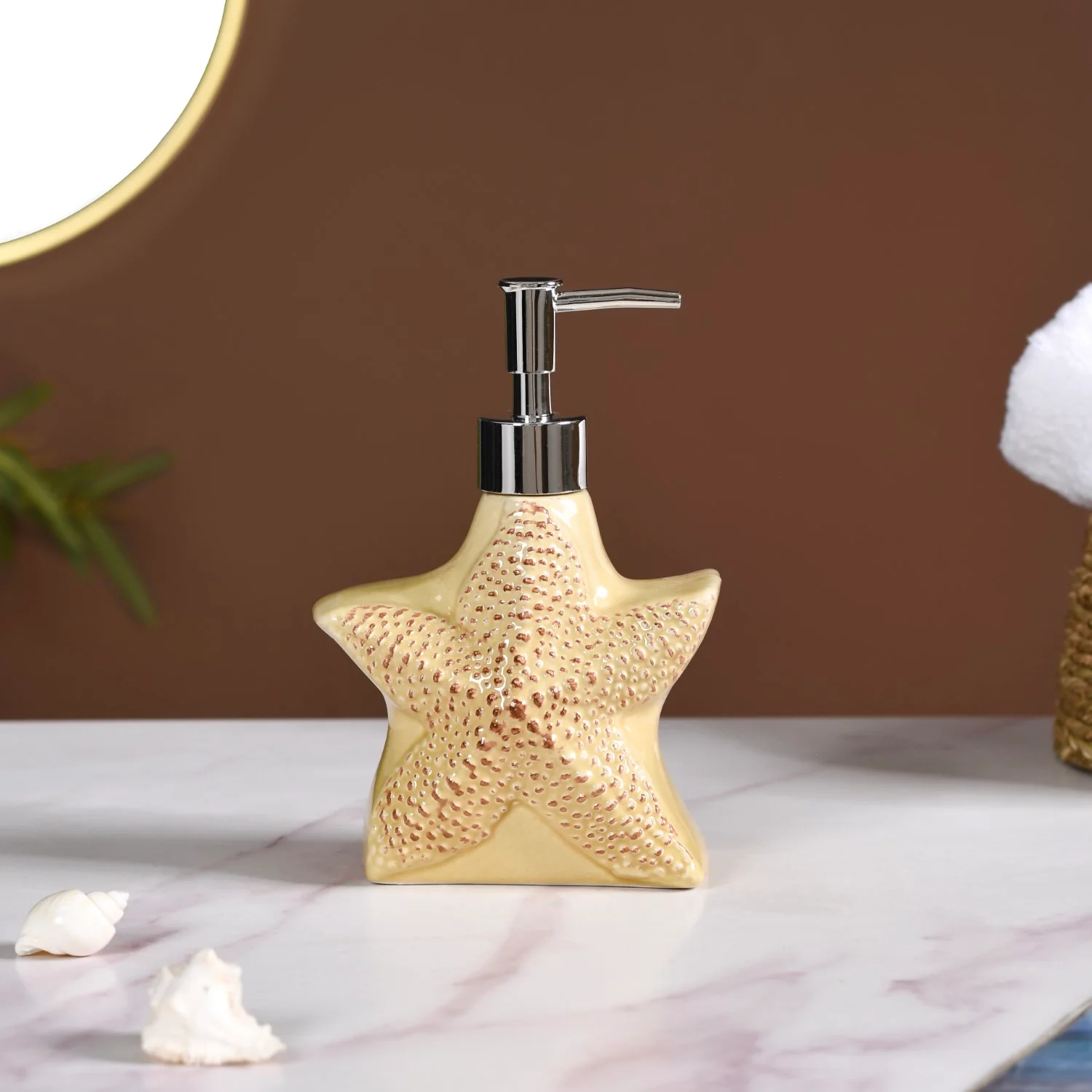 Marine Bliss Starfish Ceramic Liquid Dispenser Yellow