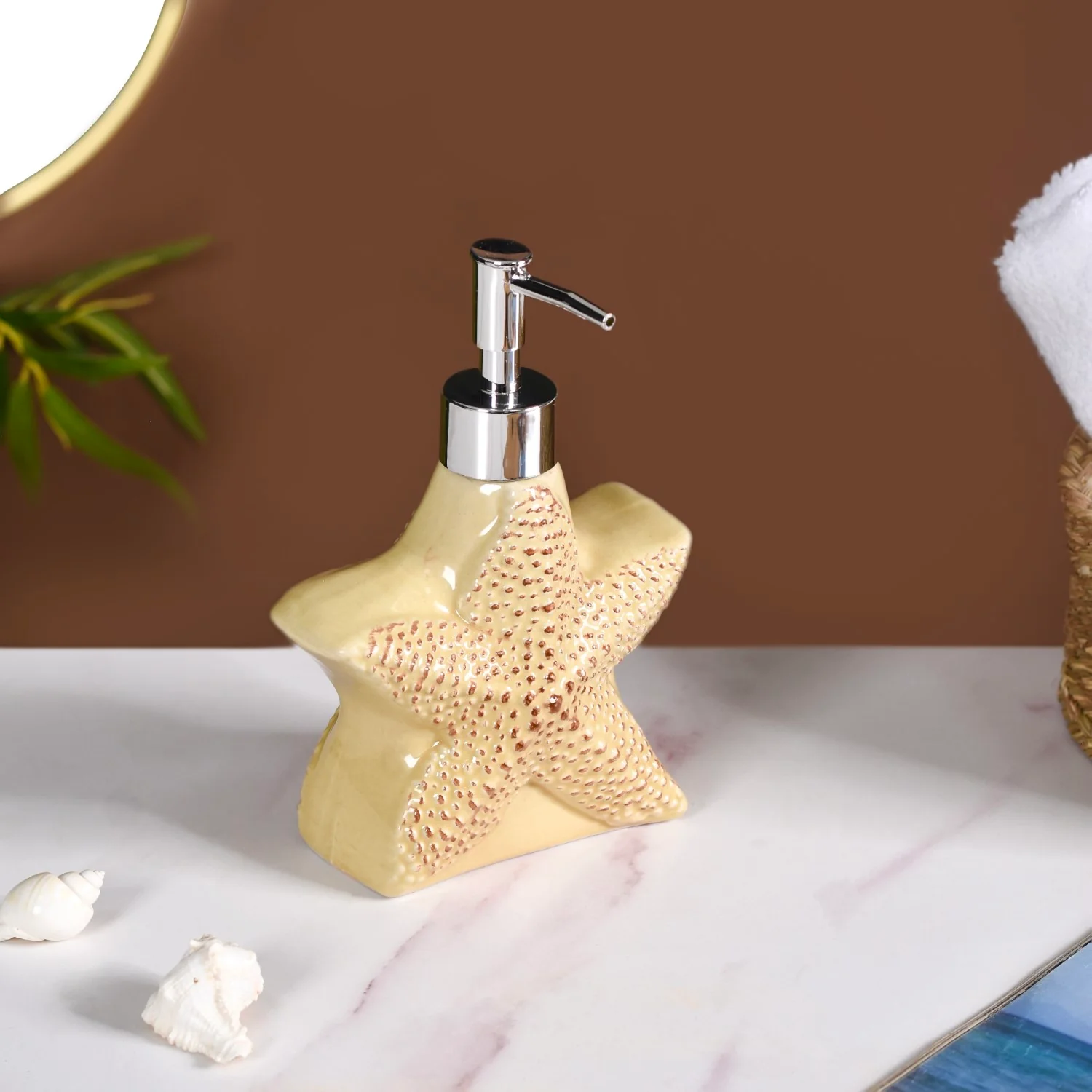 Marine Bliss Starfish Ceramic Liquid Dispenser Yellow - Image 3