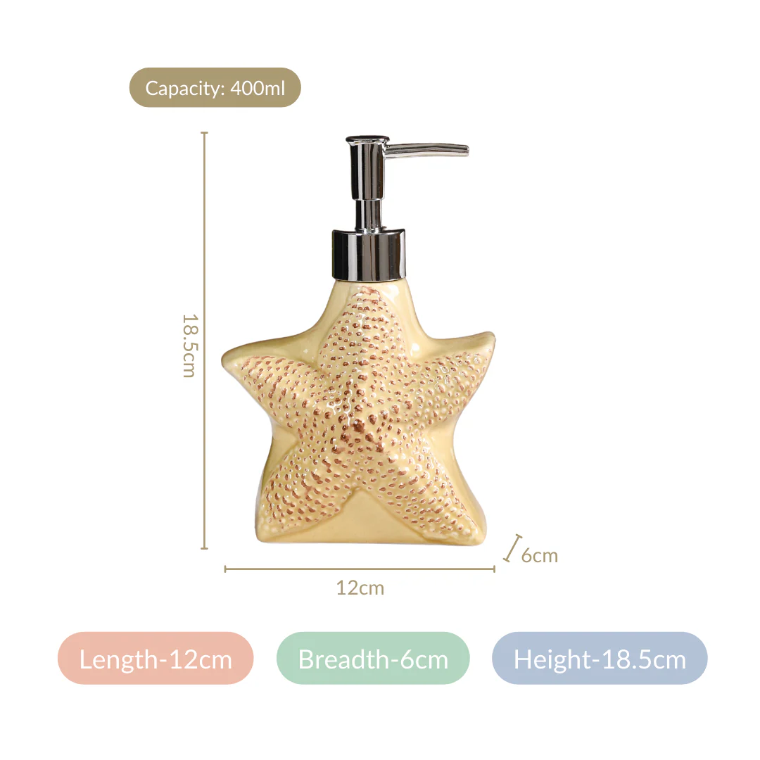 Marine Bliss Starfish Ceramic Liquid Dispenser Yellow - Image 4