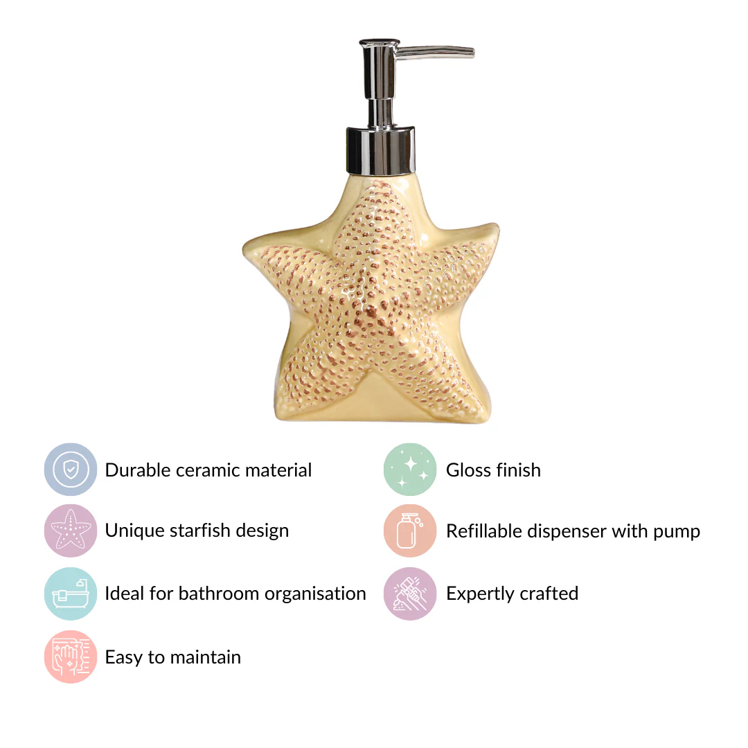 Marine Bliss Starfish Ceramic Liquid Dispenser Yellow - Image 5