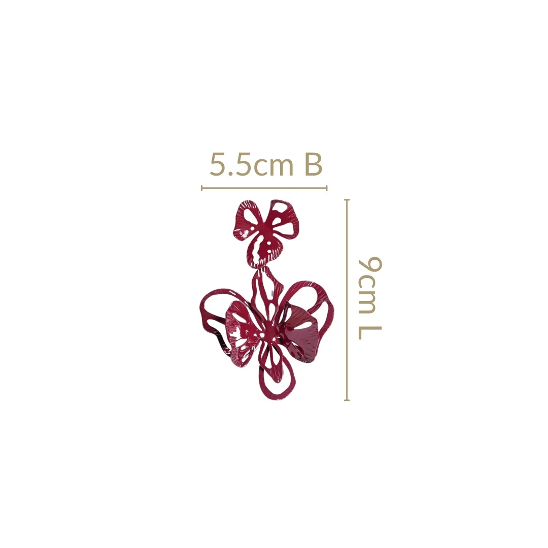 Maroon Floral Abstract Danglers - Image 3