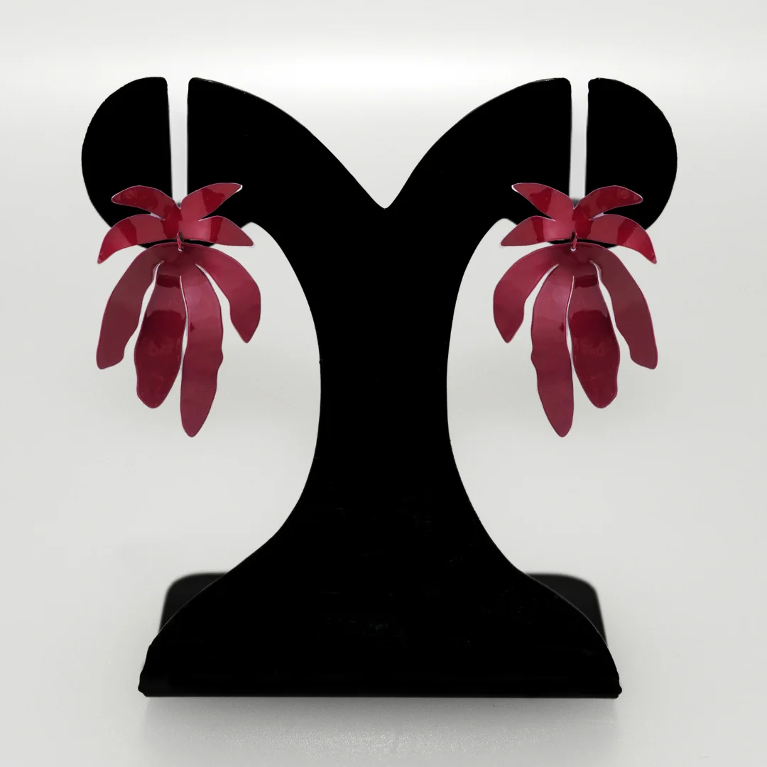 Maroon Palm Leaves Abstract Danglers - Image 6