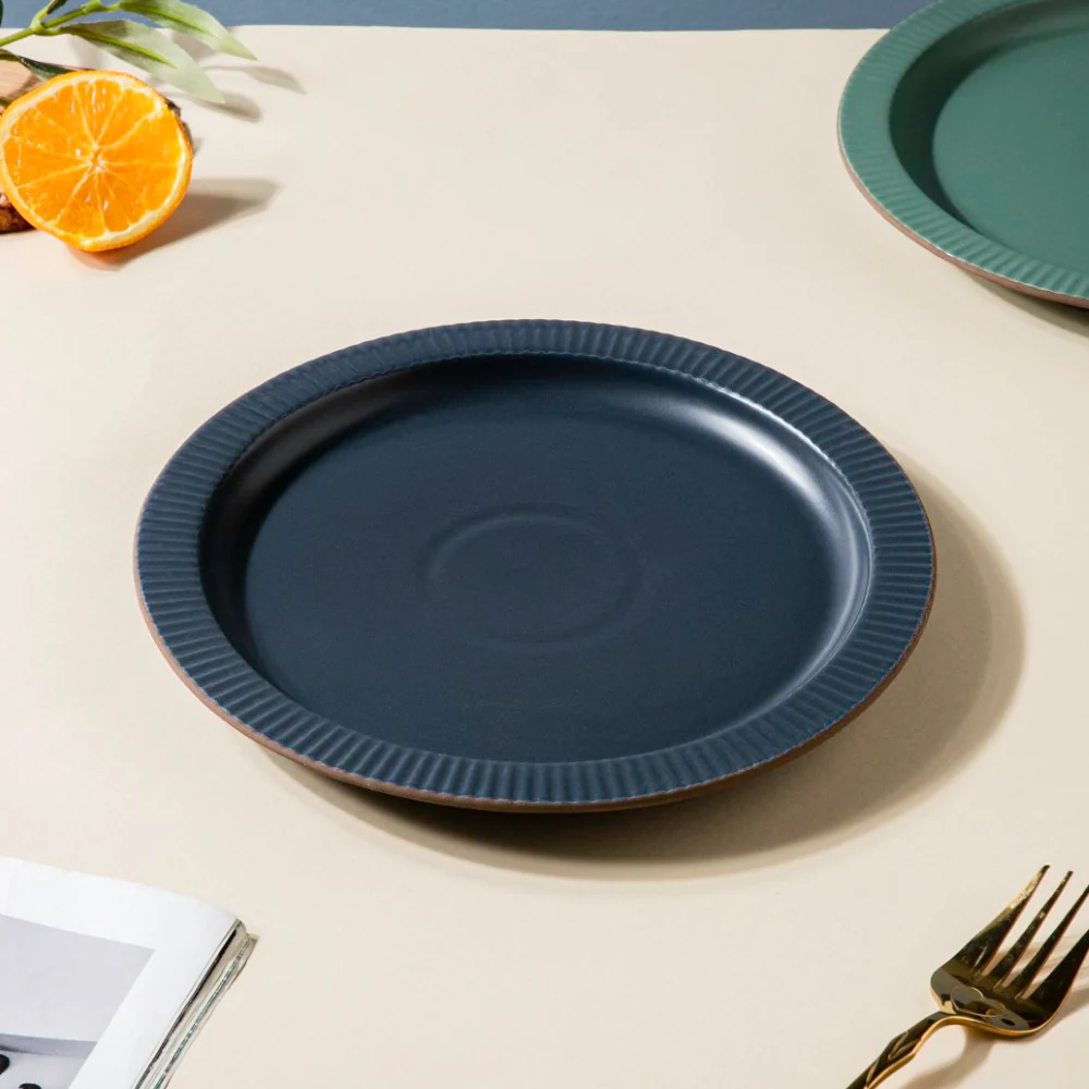 Matte Modern Ceramic Snack Plate Blue 8.5 Inch - Image 3