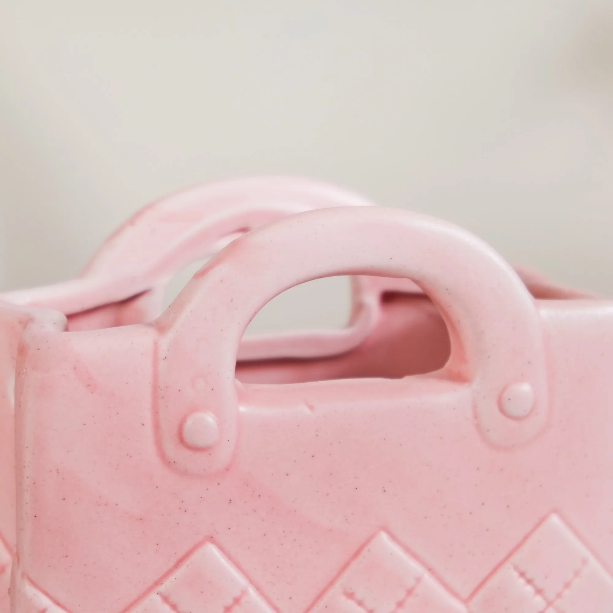 Matte Pink Ceramic Mini Bag Vase - Image 10