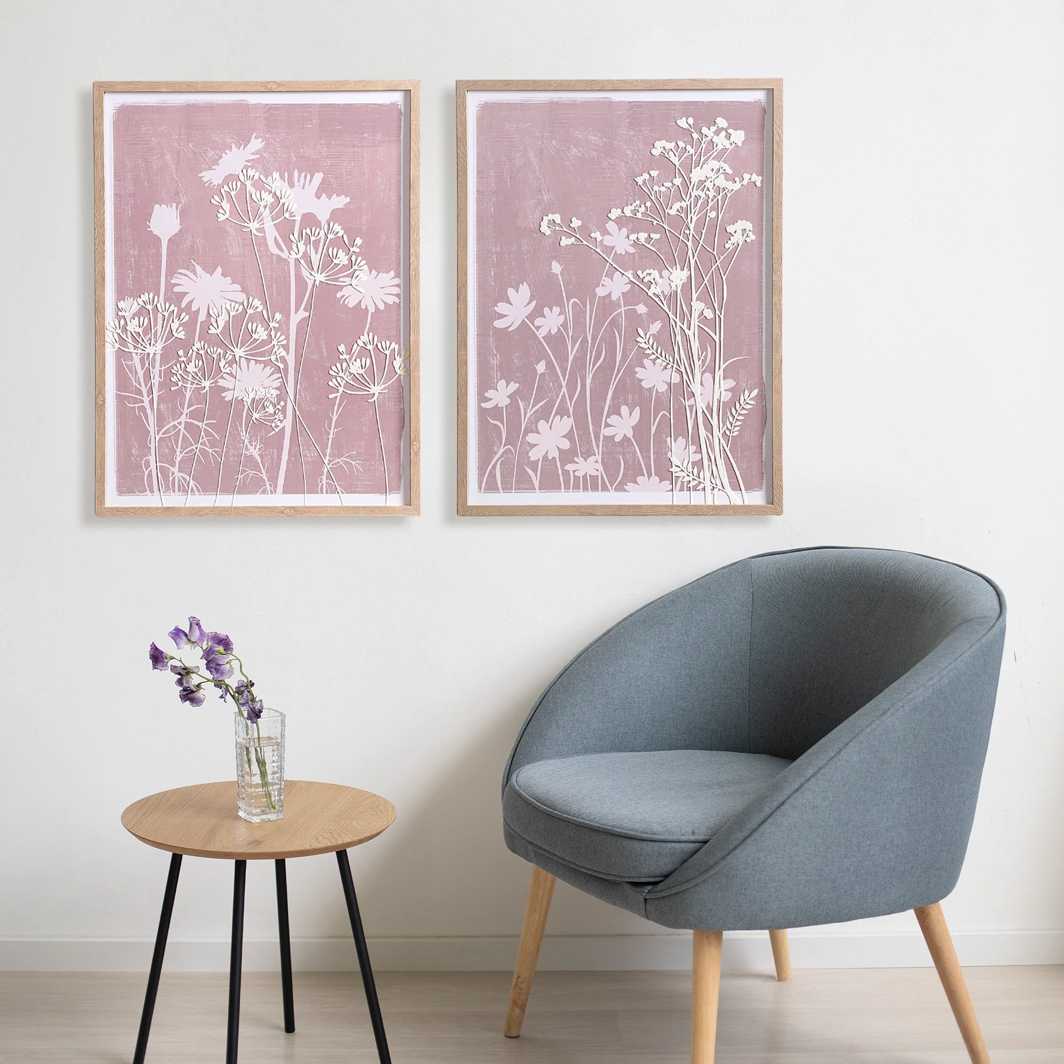 Mauve Emboss Print Wall Art Set Of 2 23x17 Inch - Image 7