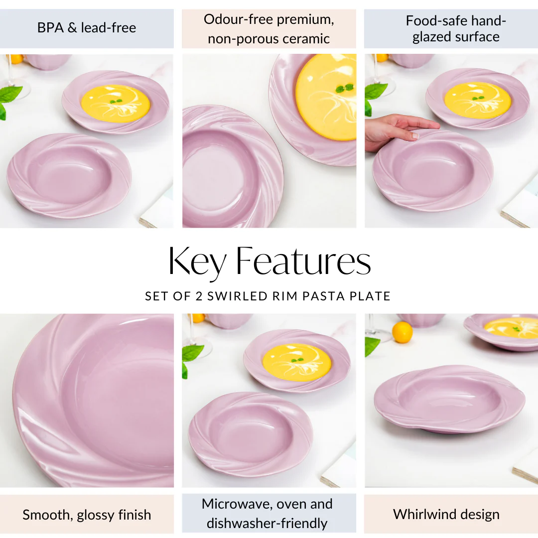 Mauve Pasta Dishes Set Of 2 8 Inch - Image 5