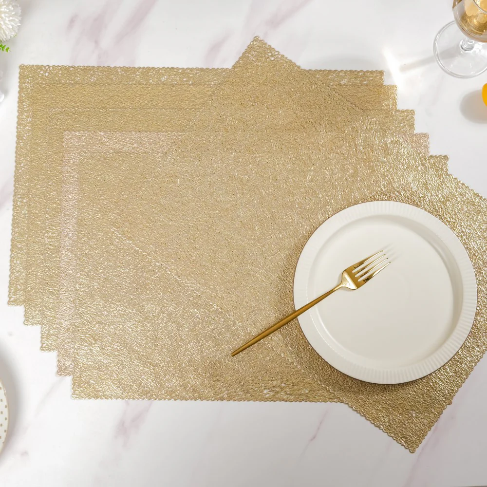 Mesh Table Mat Gold Set Of 6 17x11 Inch