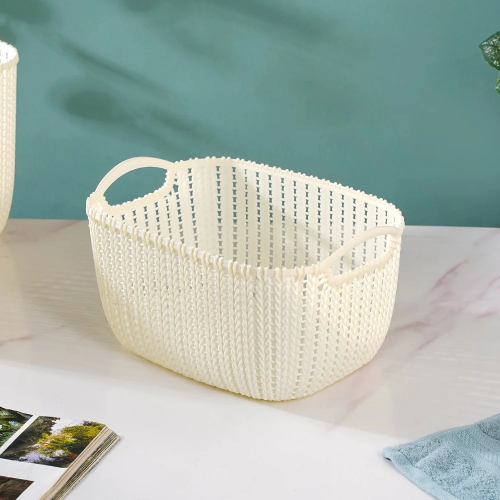 Mesh Water Proof Storage Basket Beige Set Of 3 - Image 8