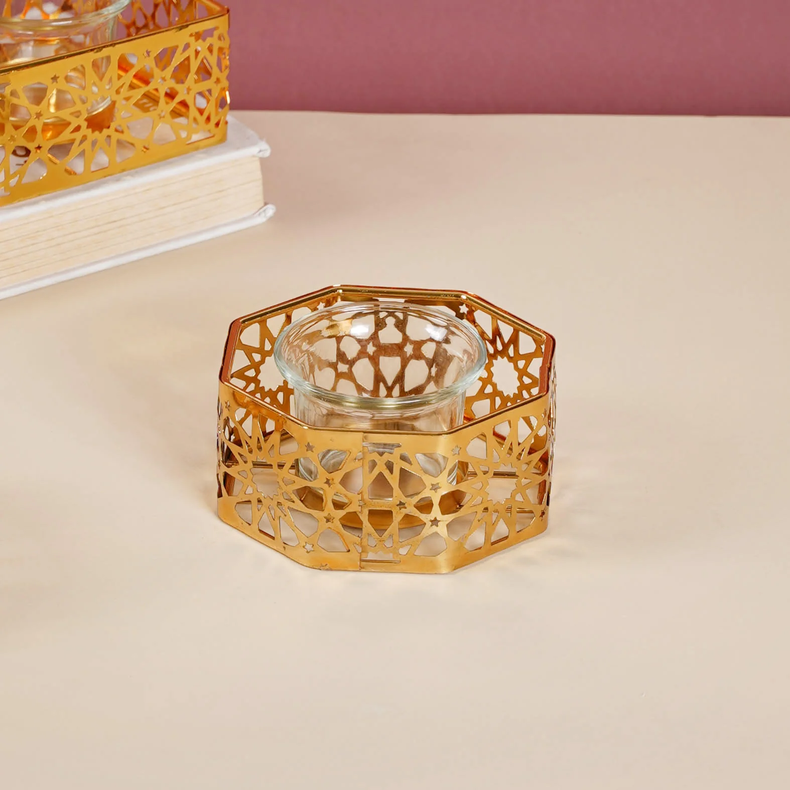 Metal And Glass Candle Stand - Image 7