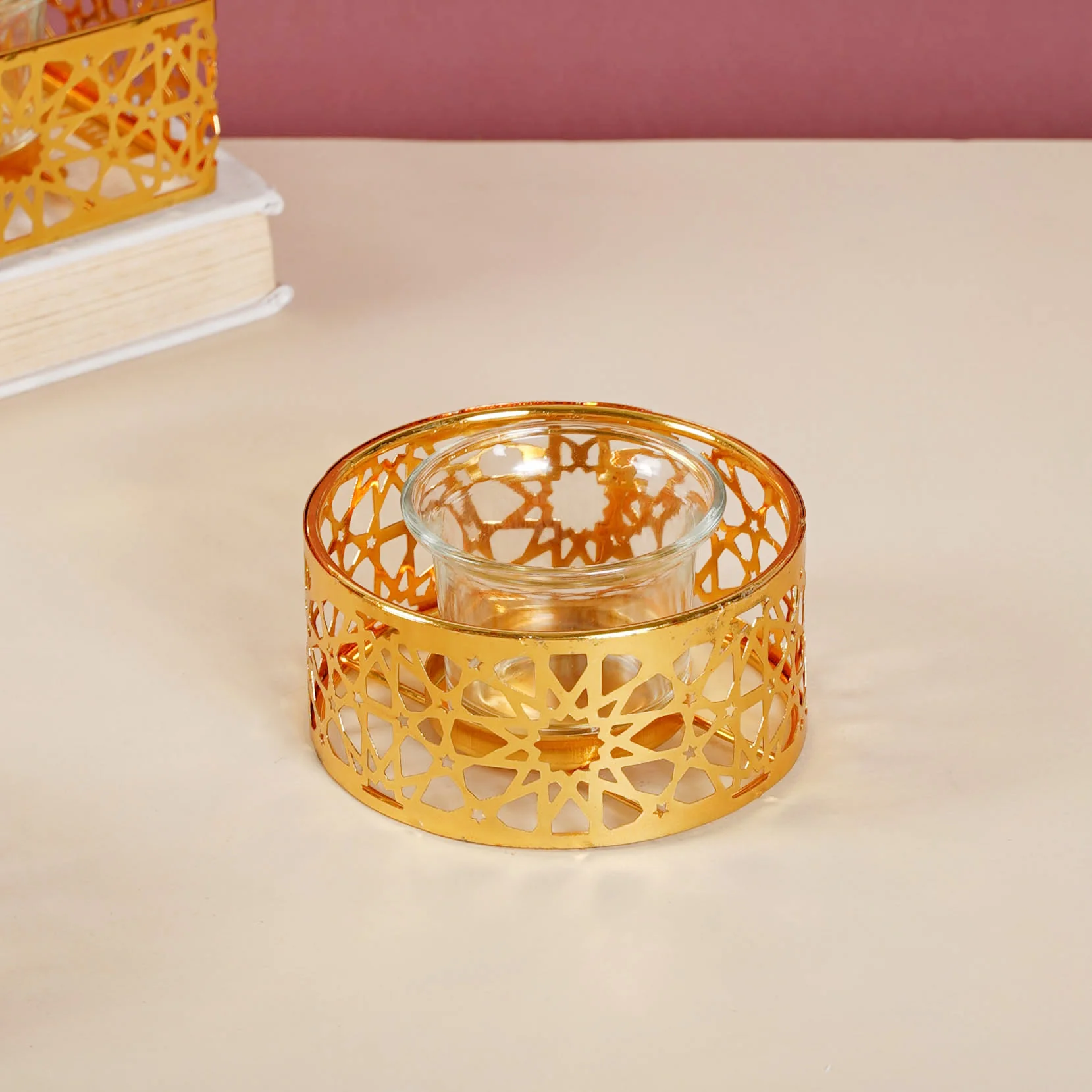 Metal And Glass Candle Stand - Image 8